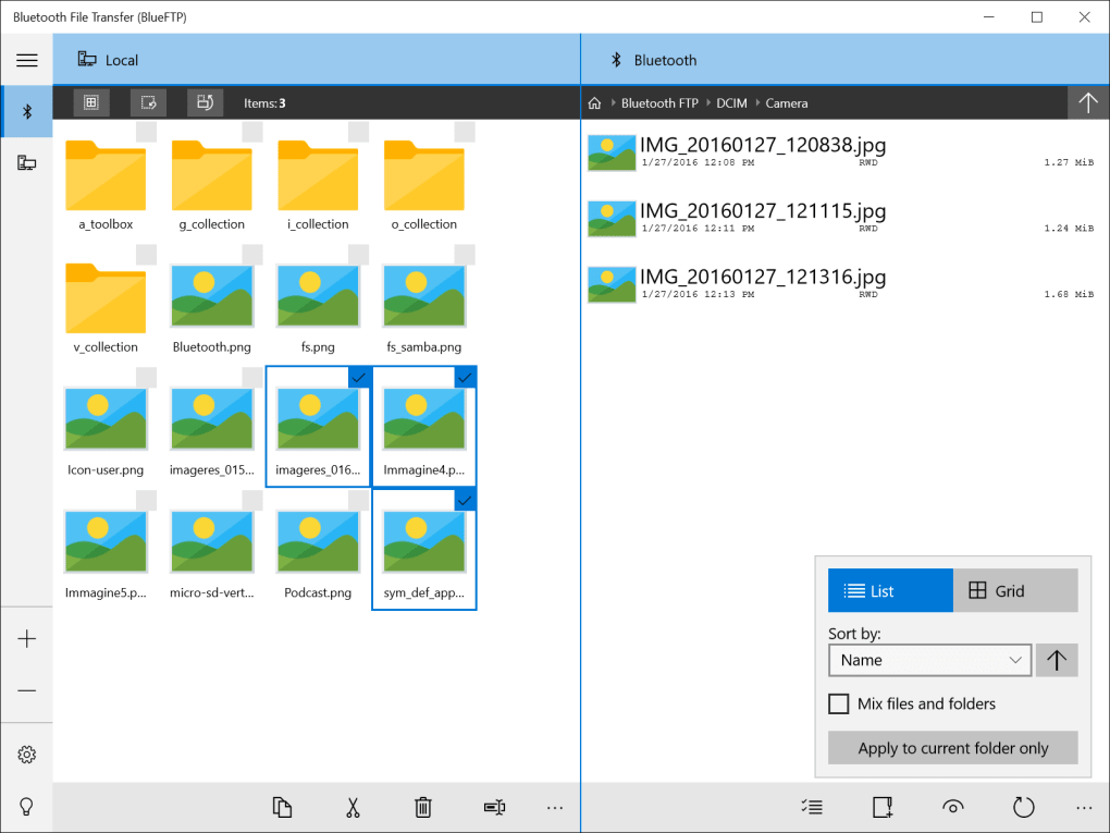 bluetooth exchange folder windows 10